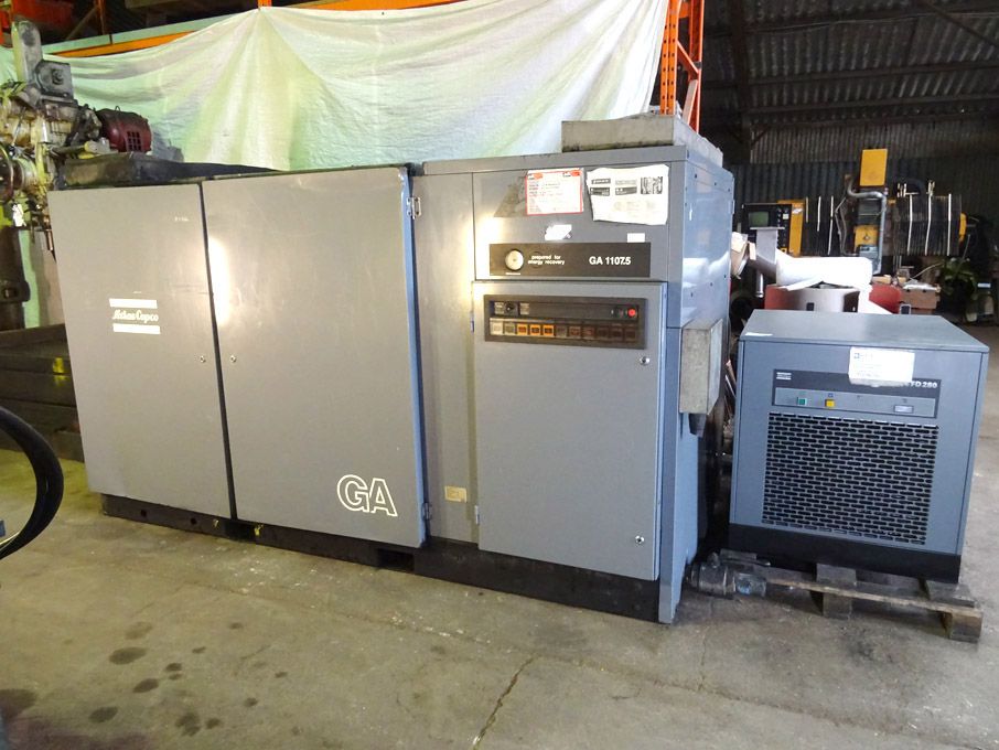 Atlas Copco GA 1107.5 compressor, 77842 on hours,...