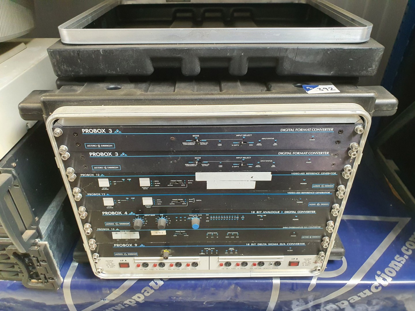 Black plastic transit case, 550x550x450mm inc: 2x...