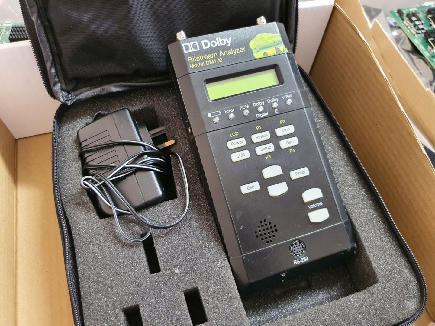 Dolby DM100 bitstream analyser in carry case