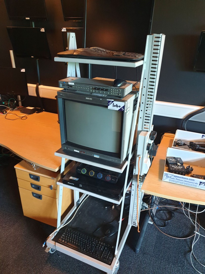 Mobile component trolley with Sony BVM-20F1E CRT m...