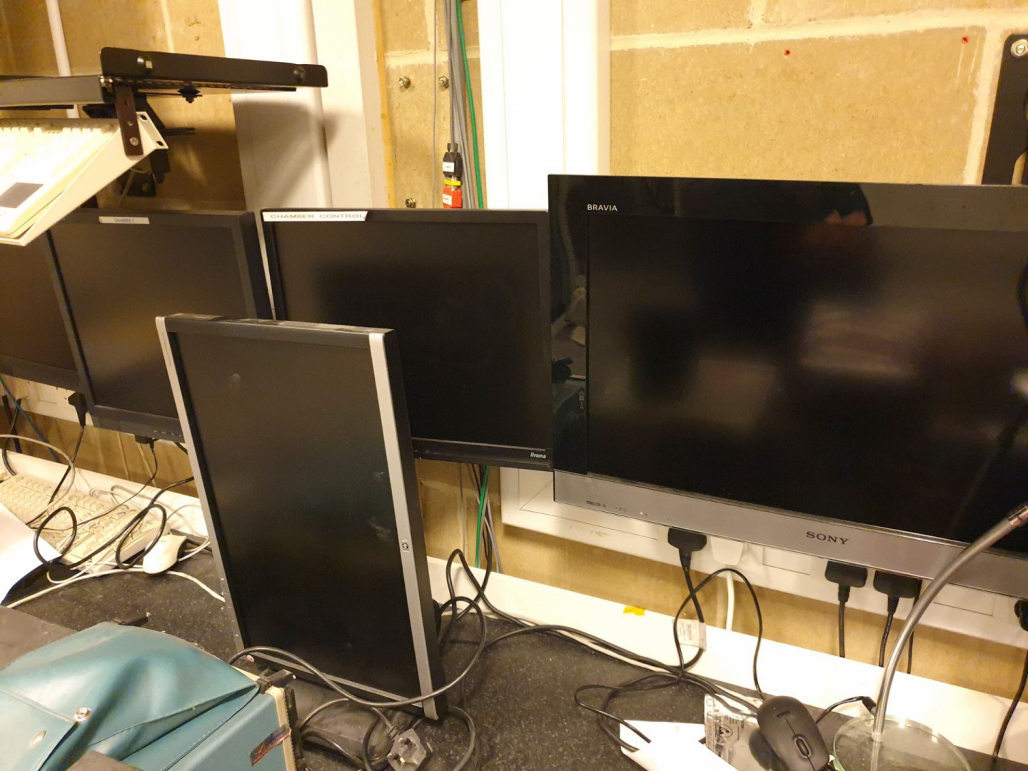 8x various LCD monitors on wall brackets, 5x vario...