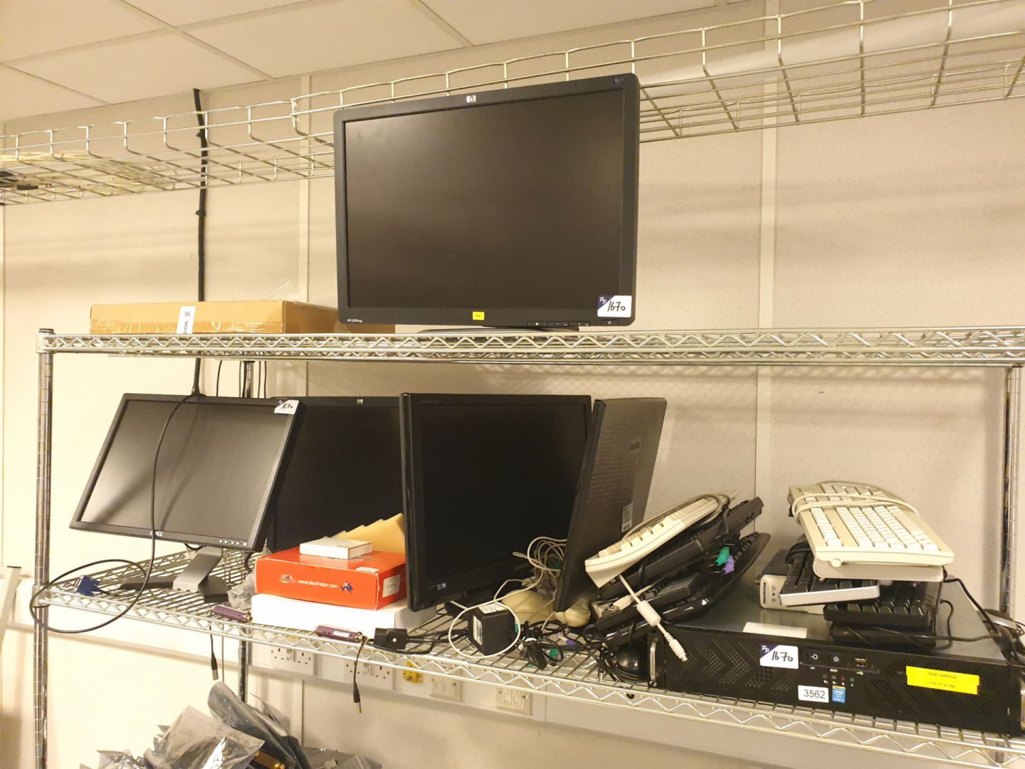 5x various LCD monitors, keyboards, rack type serv...