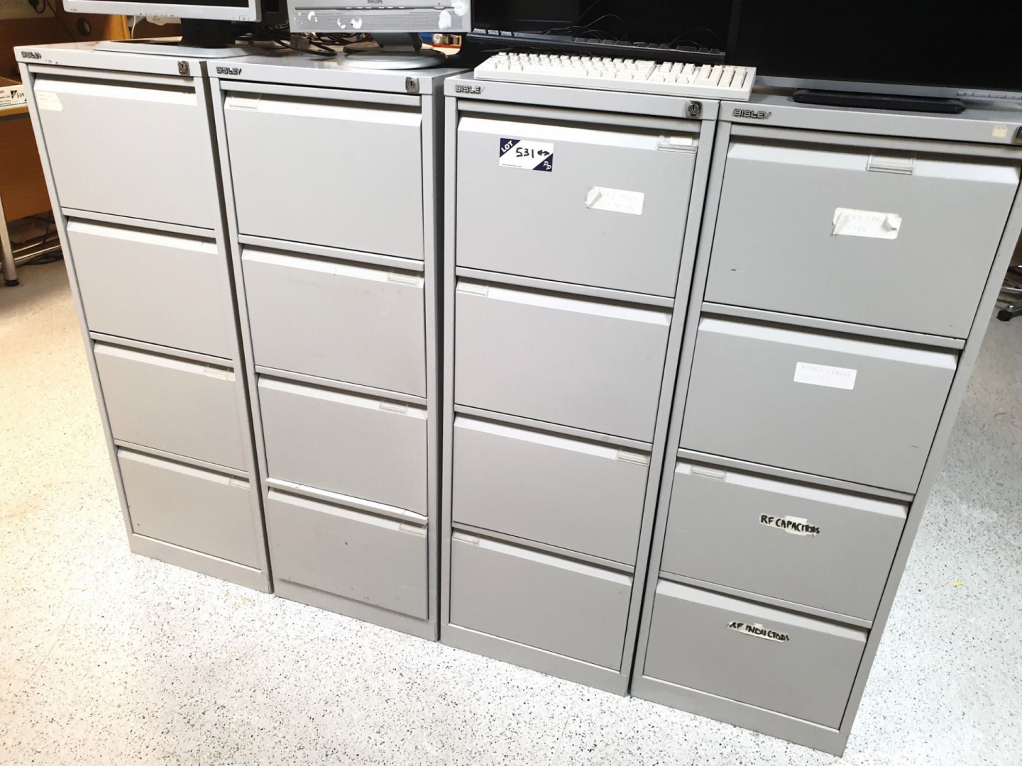 4x Bisley 4 drawer filing cabinets inc: HP 54006A...