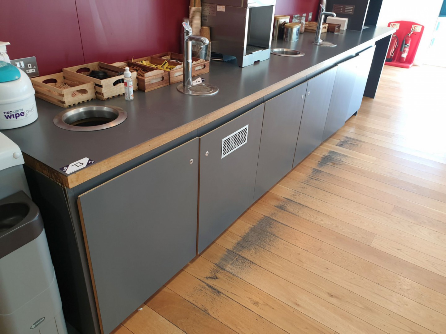 Grey multi-cupboard kitchen unit, 4500x730mm appro...