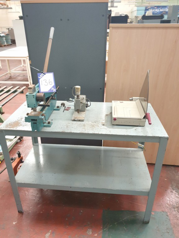 Hunton 12/9B bench punch on metal workbench, 48x24...