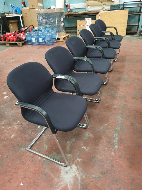 6x Wilkhanm black upholstered chrome leg chairs