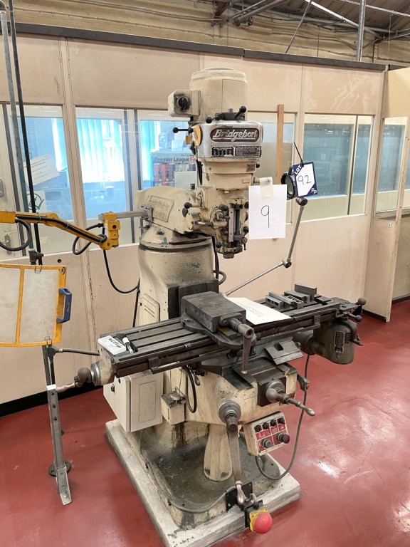 Bridgeport turret mill, 42x9" table, power feed, b...