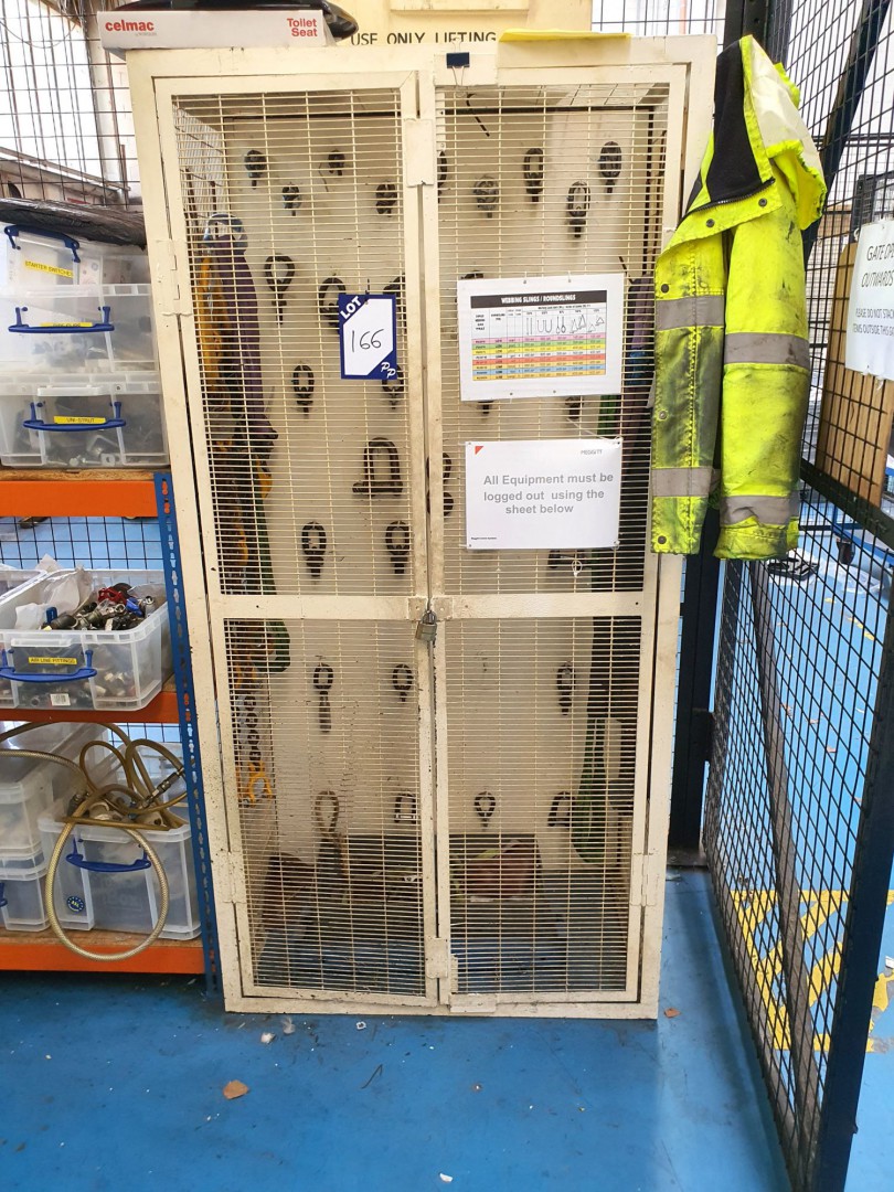 2 door lockable cage with various lifting tackle -...