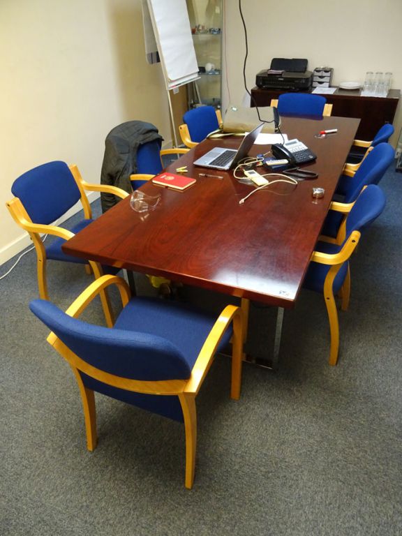 2500x1000mm dark wood meeting table with matching...