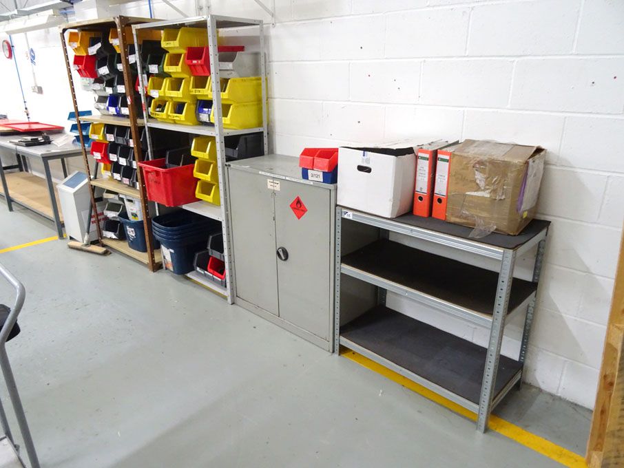 3x various racks & 1x cupboard inc: plastic storag...
