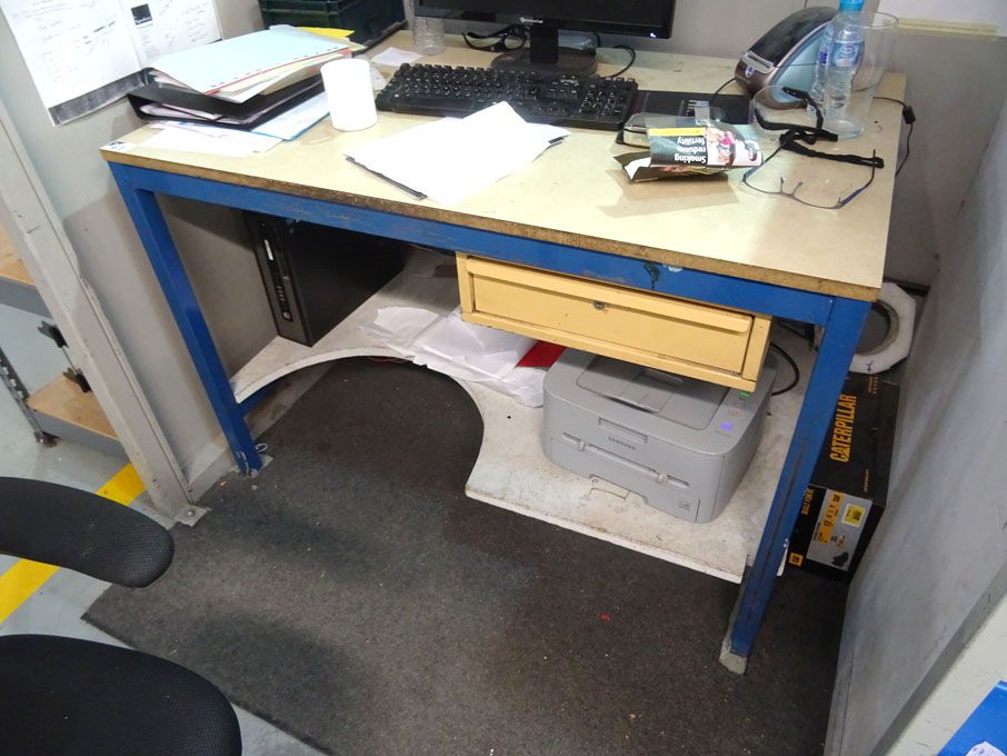 2x metal laminate top work benches with built in d...
