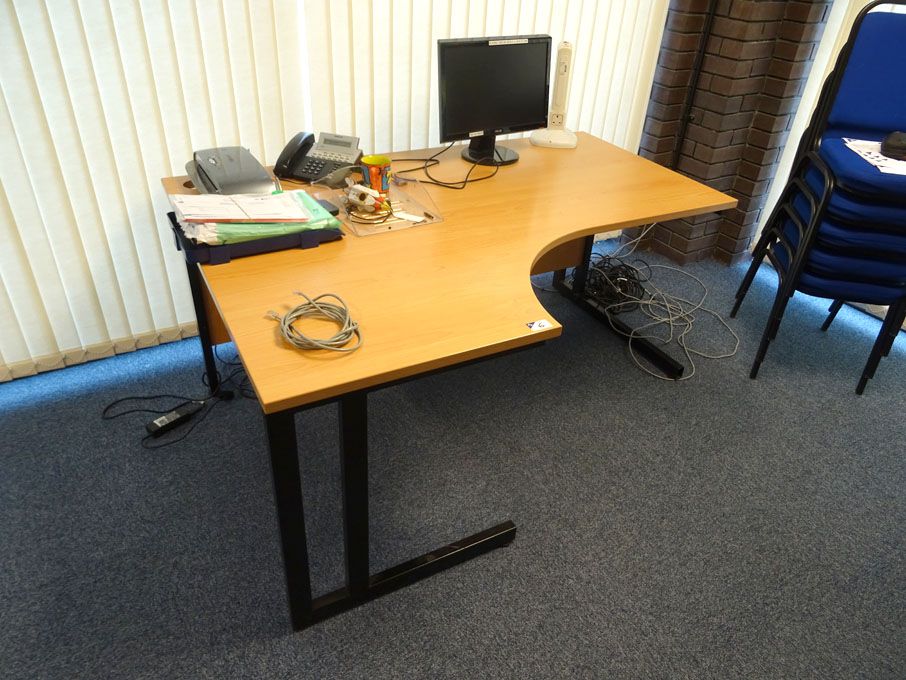 Light oak veneer 'L' shape office desk (no pedesta...