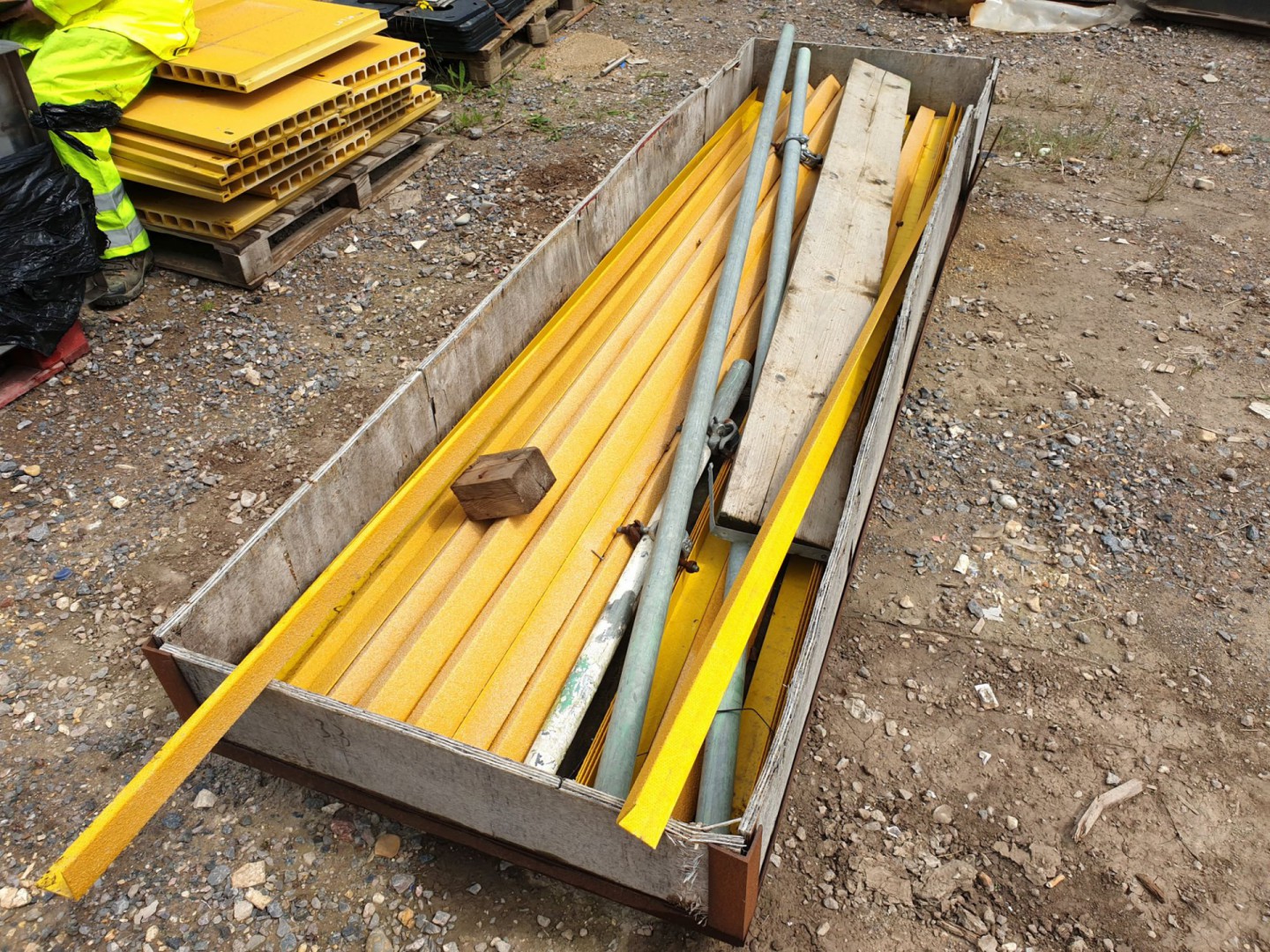 Qty various yellow composite drainage channels, an...
