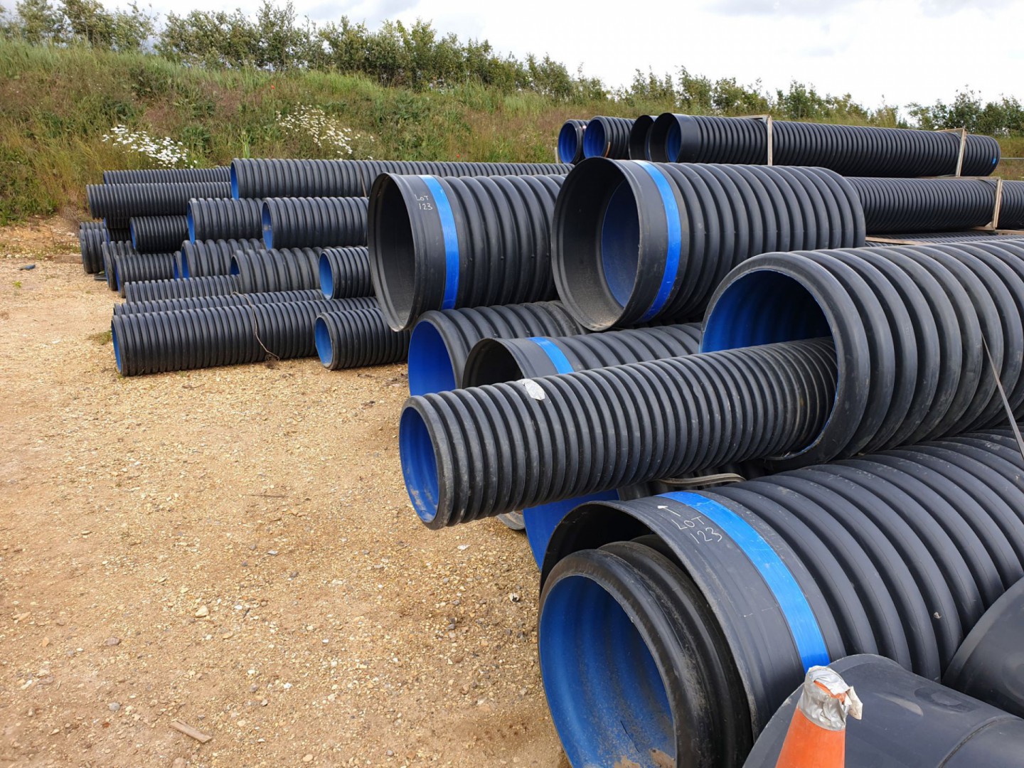 Large Qty various Polypipe perforated drainage duc...