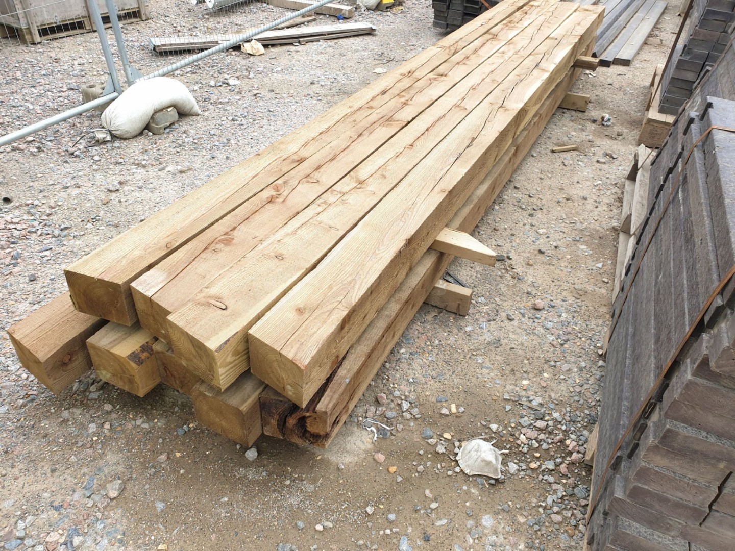 9x treated rough sawn wooden posts, 170x140x4200mm...