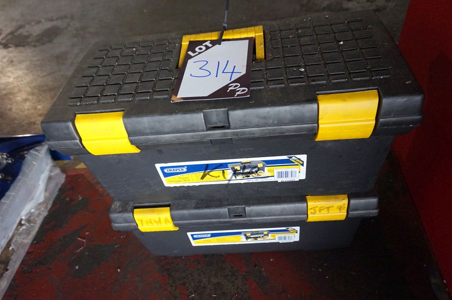 2x Draper plastic storage boxes