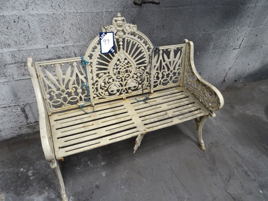White cast iron antique style bench