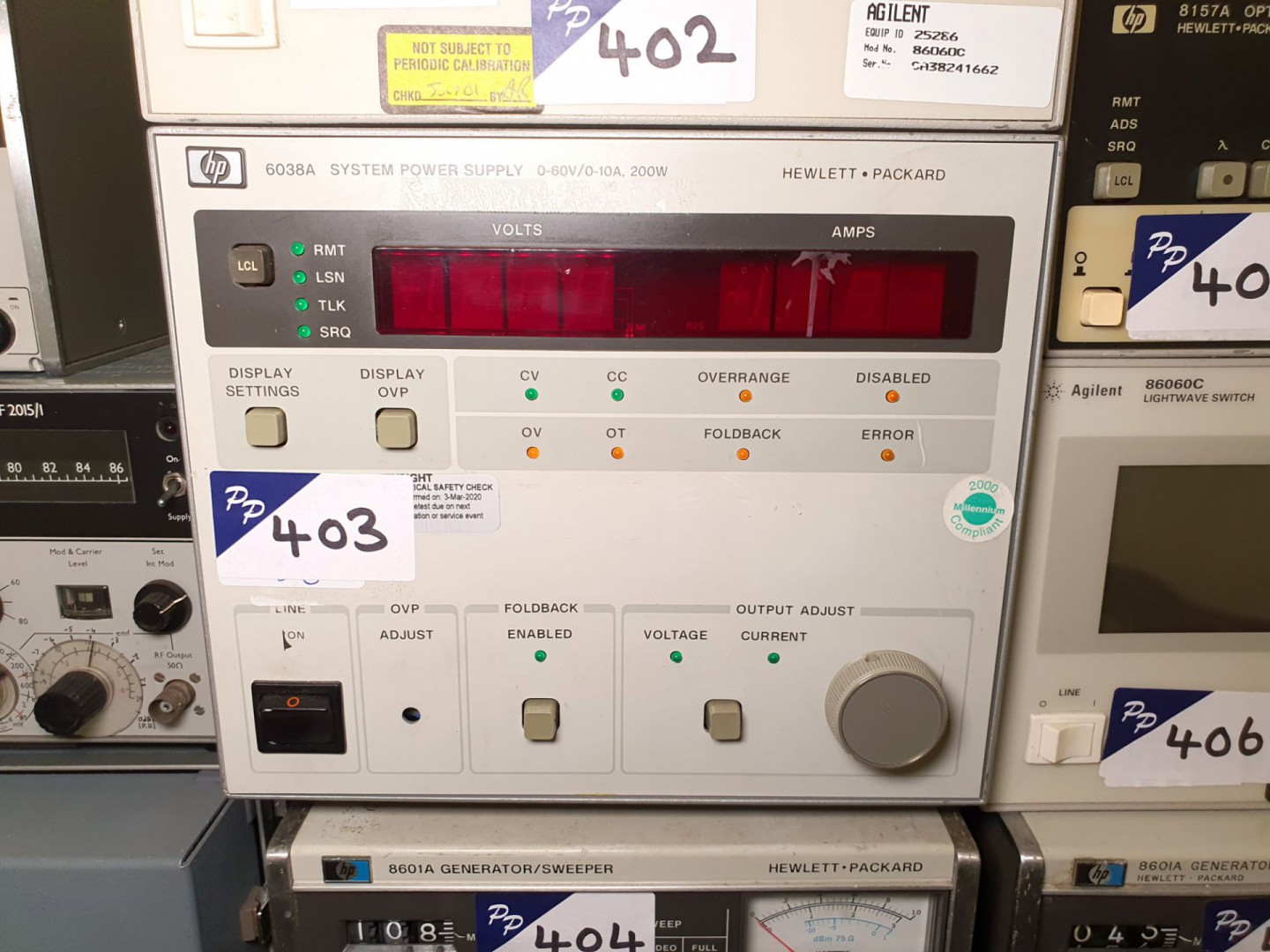 HP 6038A PSU, 0-60v, 0-10A, 200W (B736) - Lot loca...