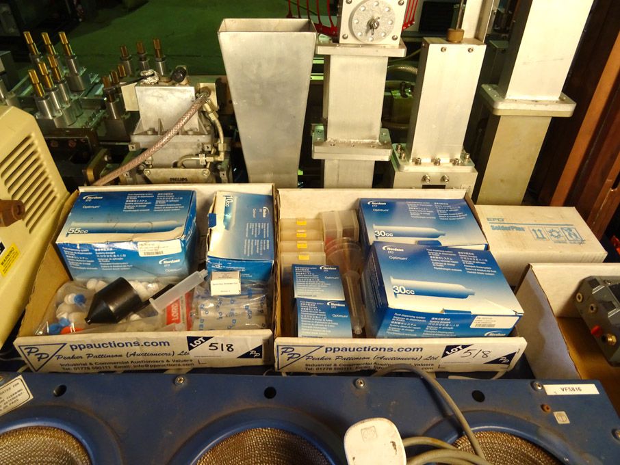 Qty various Nordson dispensing systems inc: funnel...