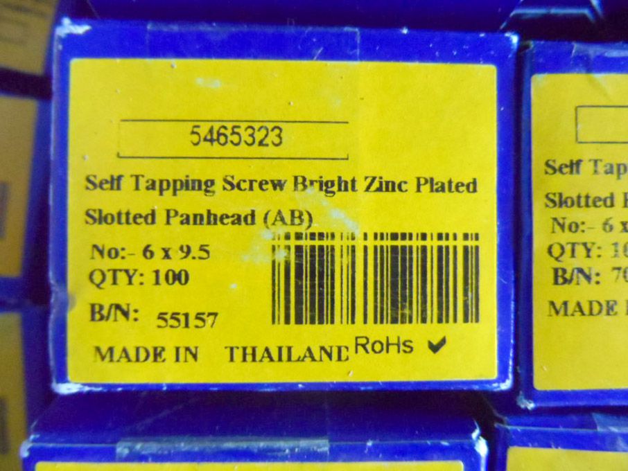 100 boxes (100 per box) No6 x 9.5 & 35 boxes (100...