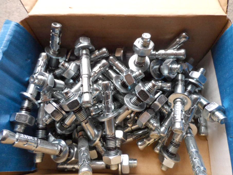 250 approx Rawl Steel wall bolt anchors, M10 x 80m...