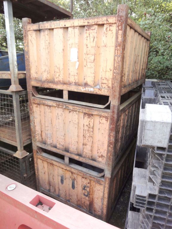 3x solid sided metal stackable stillages, 1100x960...