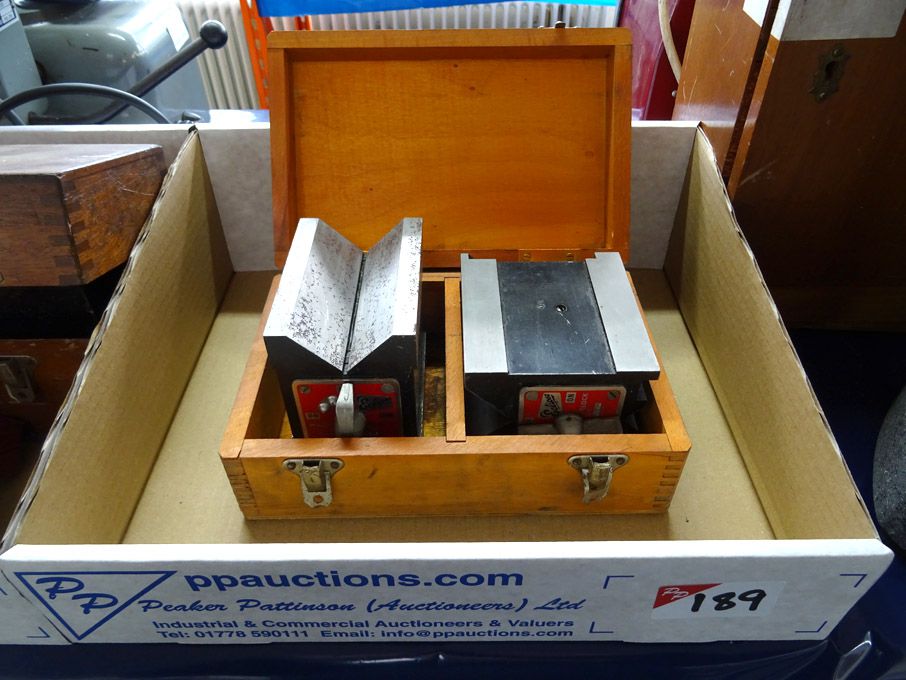 2x Eclipse magnetic Vee blocks in wooden box