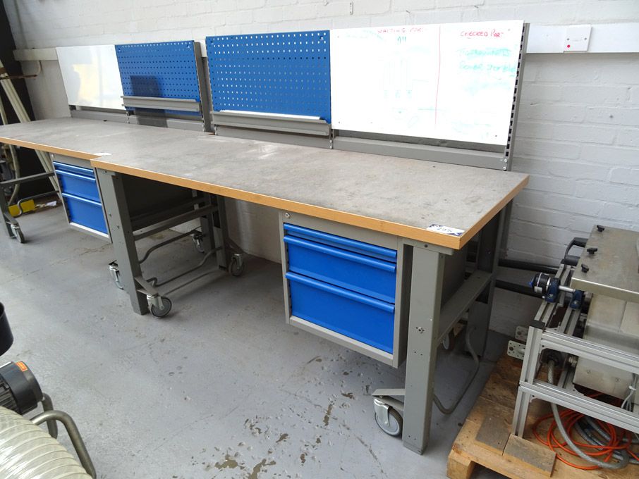 2000x800mm mobile work table, built in drawers