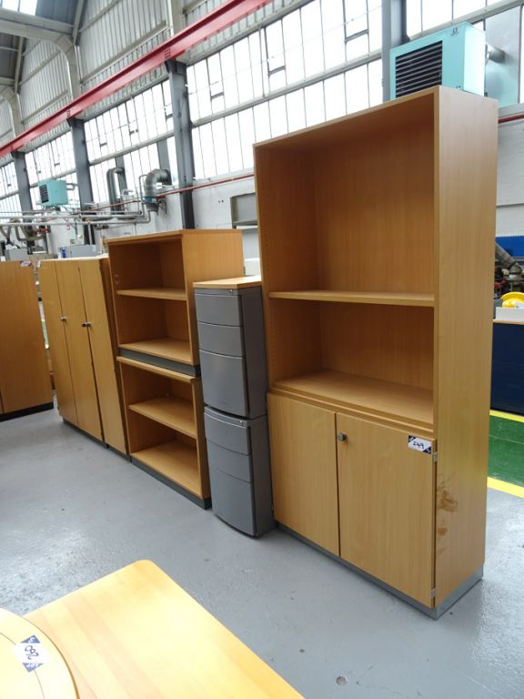 Qty various beech effect office furniture inc: 2x...