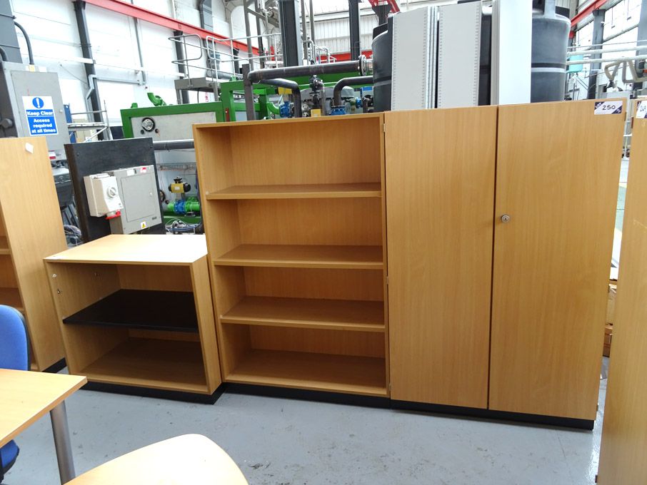 Qty various beech / black effect office furniture...