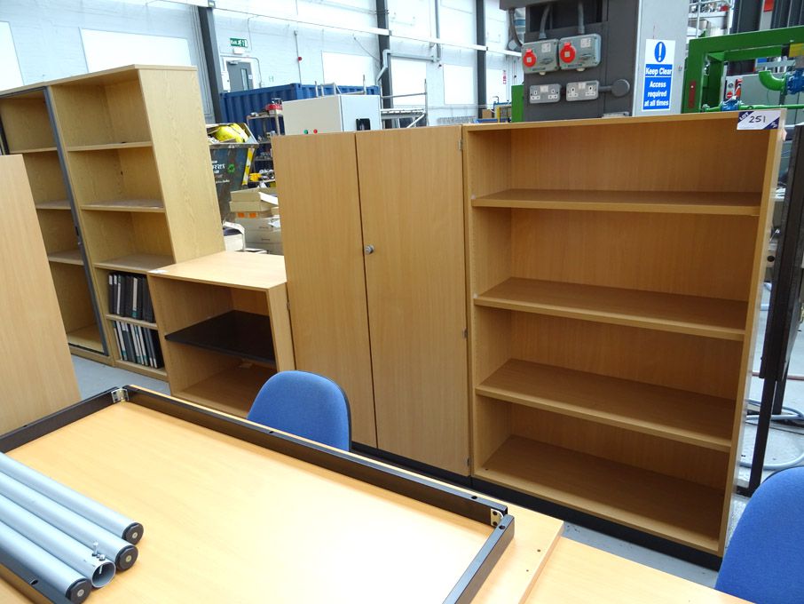 Qty various beech / black effect office furniture...