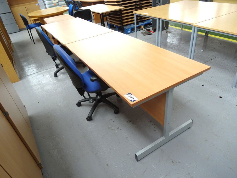 2x maple office desks, 1600x800mm, 1x 2 door stora...
