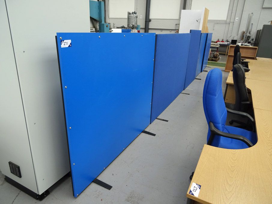5x freestanding blue office partitioning boards, 2...