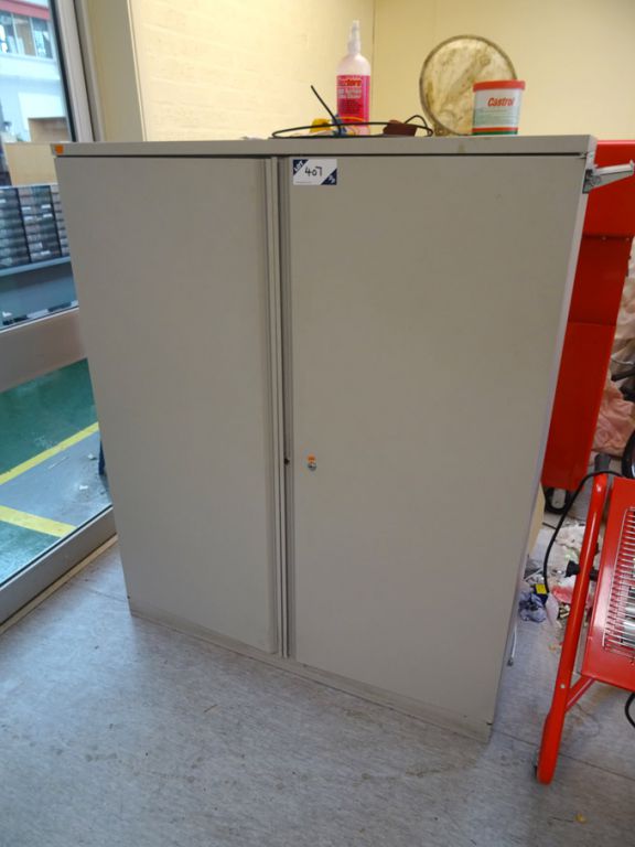 Grey 2 door metal storage cupboard