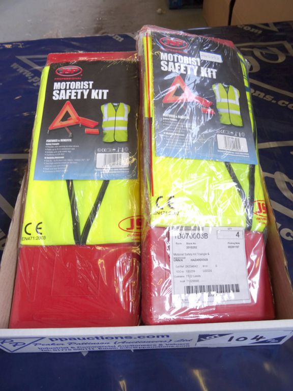 2x JSP motorist safety kits, triangle & waistcoat...