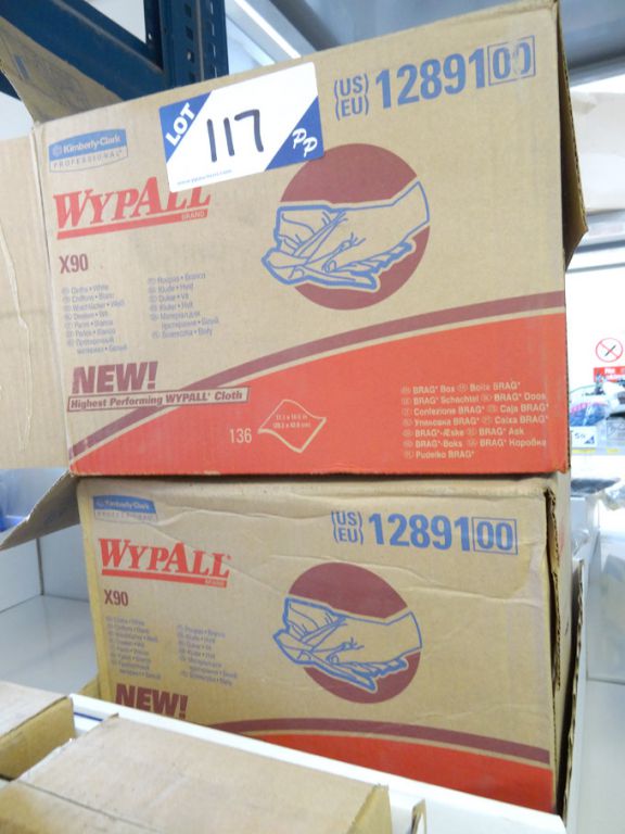 2 boxes Kimberley Clark Wypall X90 cleaning cloths...