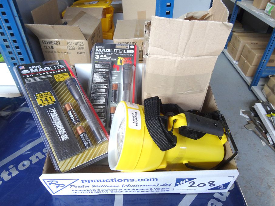 Qty Maglite etc LED torches & batteries - (package...