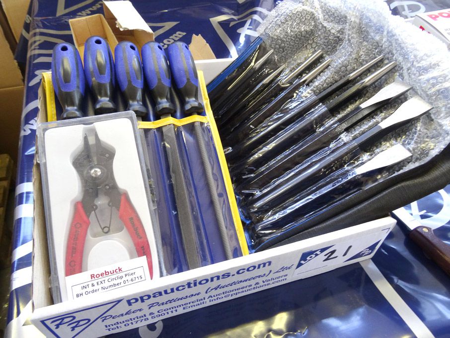 Roebuck circlip pliers, 5 piece engineers file set...