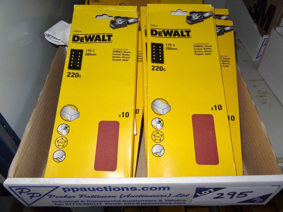 Qty various Dewalt sanding pads, 115x280mm, 40-220...