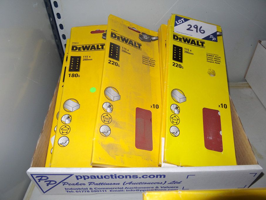 Qty various Dewalt sanding pads, 115x280mm, 40-220...