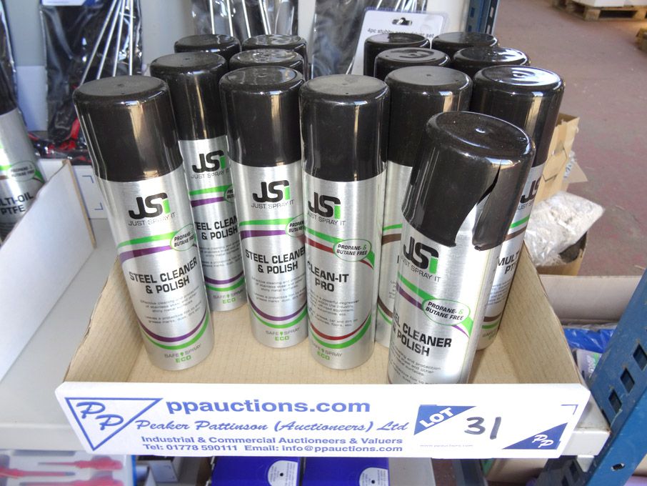 8x JSI steel cleaner & polish aerosol cans, 6x JSI...