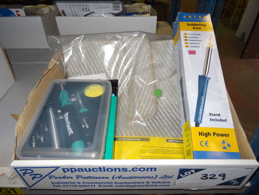 Qty soldering equipment inc: soldering irons, sold...