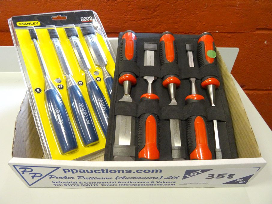 Stanley 4 piece chisel set & Contractor 1st 5 piec...