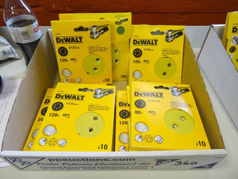 Qty Dewalt 125mm dia sanding discs, 180-320grit -...
