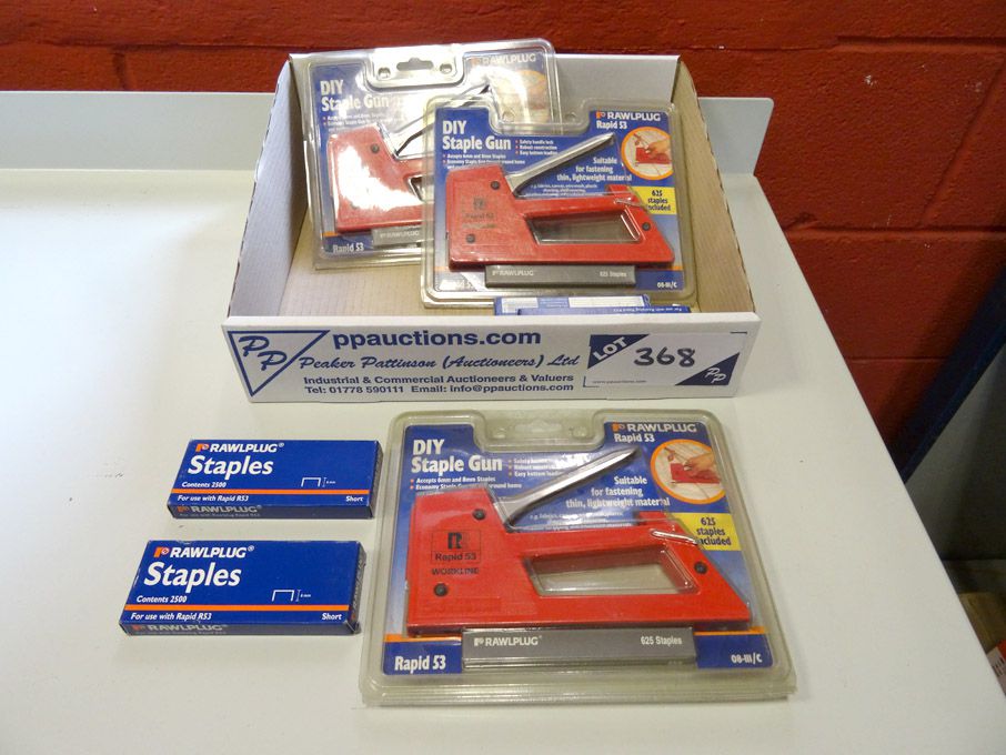 3x Rawplug Rapid 53 staple gun with Qty staplers -...