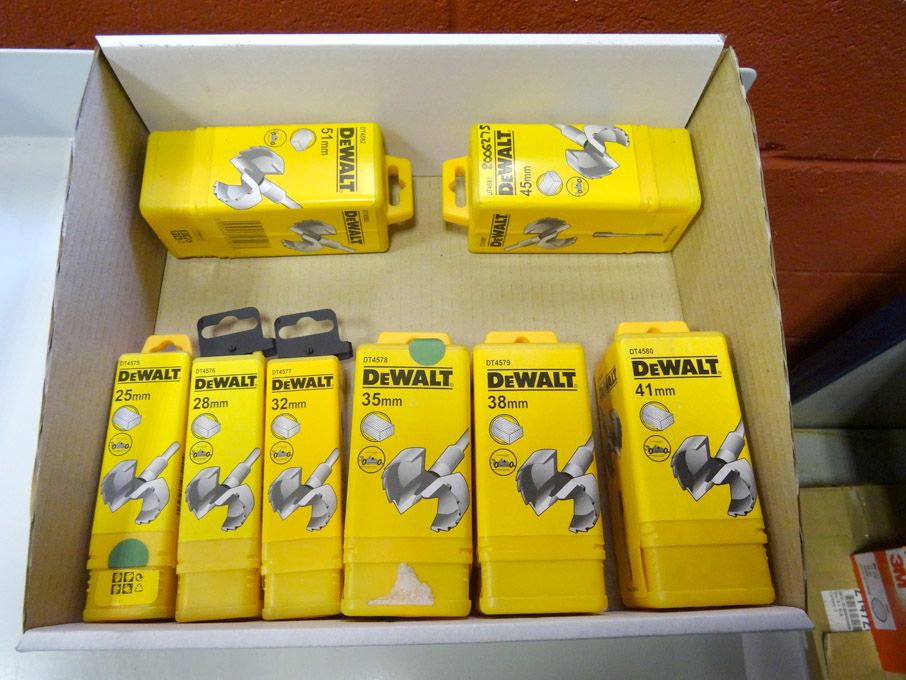 Qty various Dewalt hole wood cutters to 51mm - (pa...