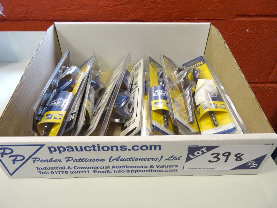 Qty various Irwin wood hole drills to 32mm - (pack...