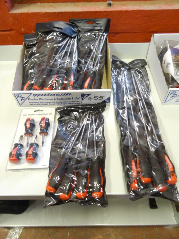 Qty various Contractor long reach screwdrivers, 45...