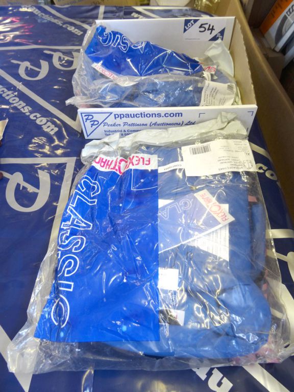 2x Flexothane Classic XL blue waterproof jackets...