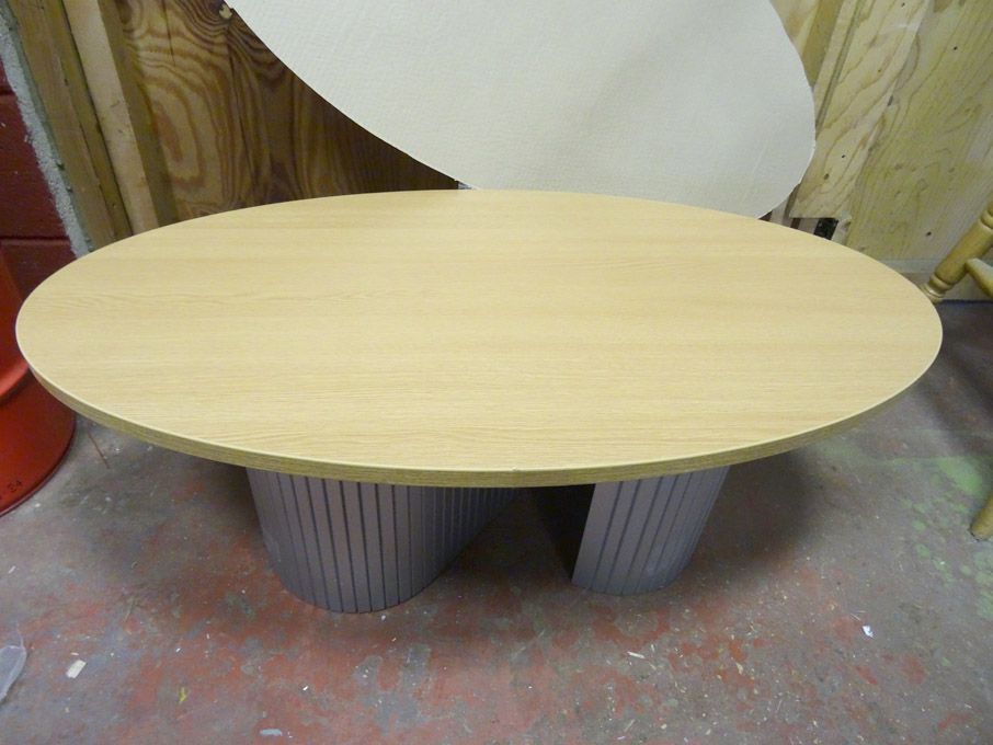 900x500mm aluminium frame wooden top oval table -...